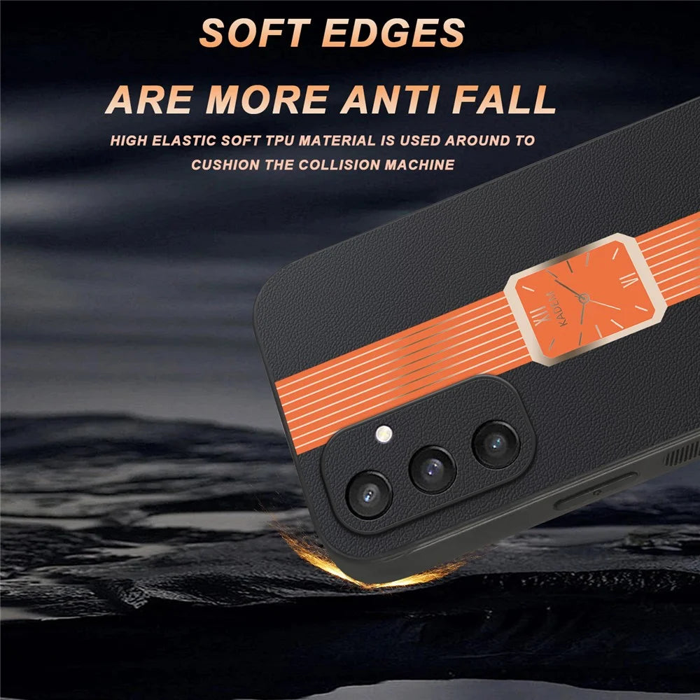 KADEM For Samsung Galaxy S25 Case Leather+TPU+Acrylic Anti-Scratch Phone Cover - Orange - 5