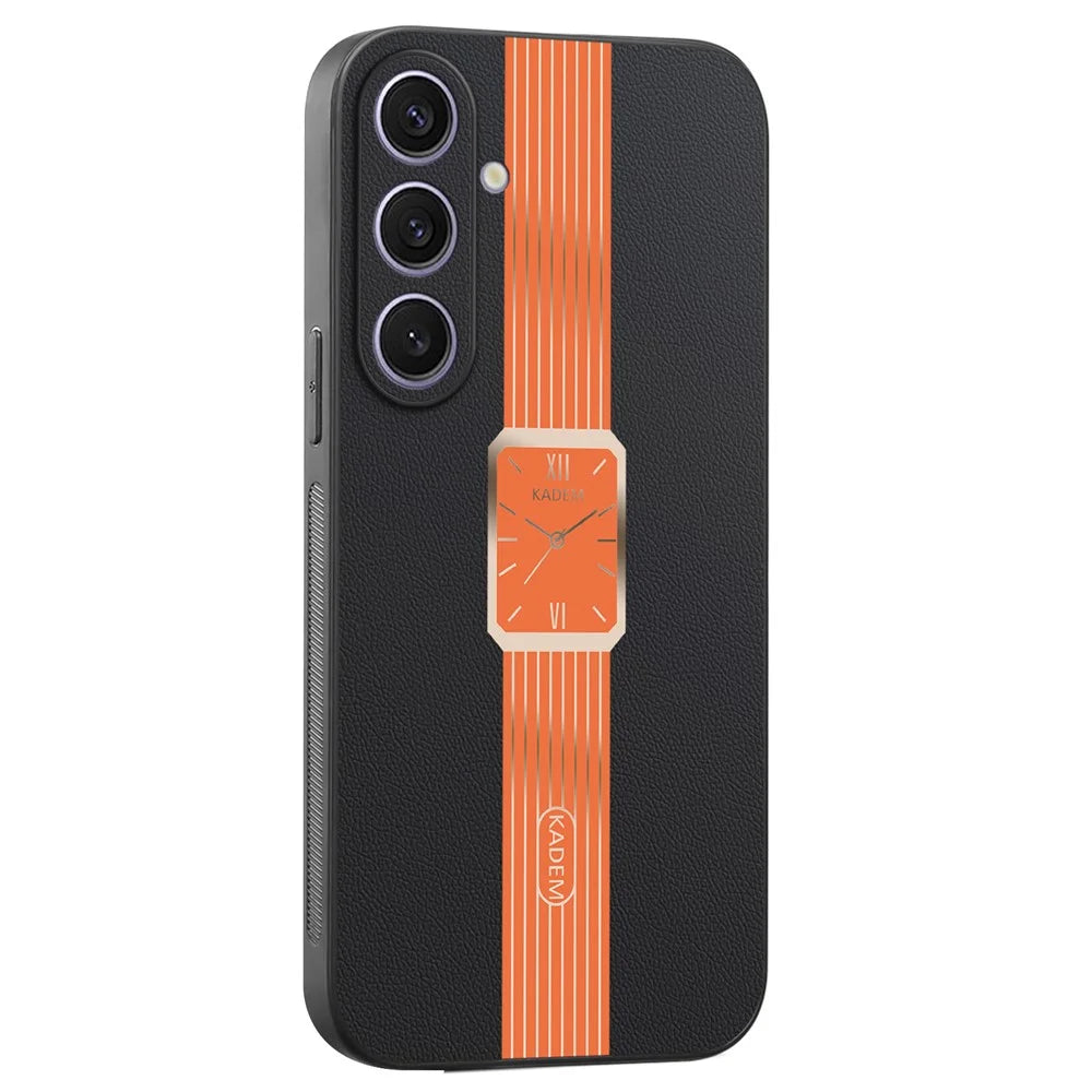 KADEM For Samsung Galaxy S25+ Case Leather+TPU+Acrylic Anti-Scratch Phone Cover - Orange - 1