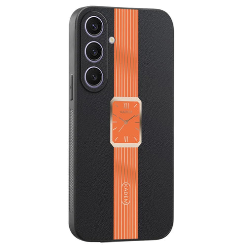 KADEM For Samsung Galaxy S25+ Case Leather+TPU+Acrylic Anti-Scratch Phone Cover - Orange - 1