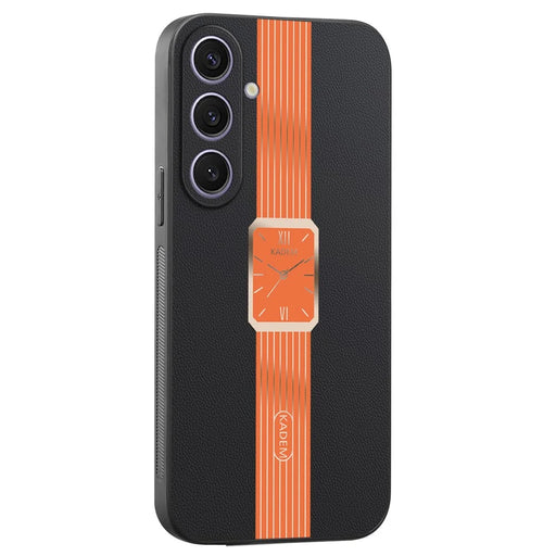 KADEM For Samsung Galaxy S25+ Case Leather+TPU+Acrylic Anti-Scratch Phone Cover - Orange - 1