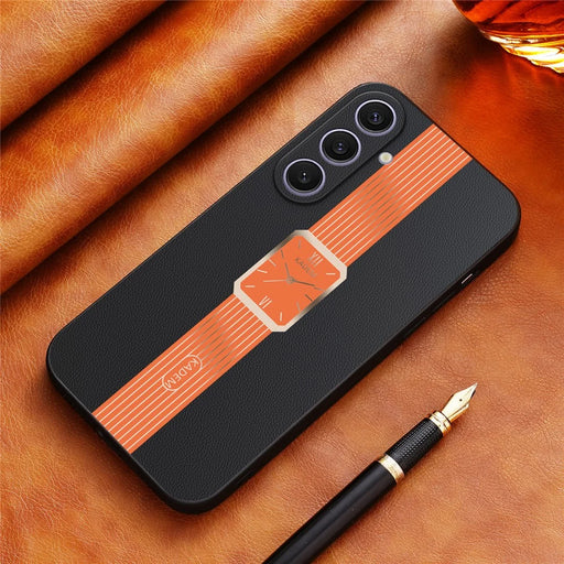 KADEM For Samsung Galaxy S25+ Case Leather+TPU+Acrylic Anti-Scratch Phone Cover - Orange - 2