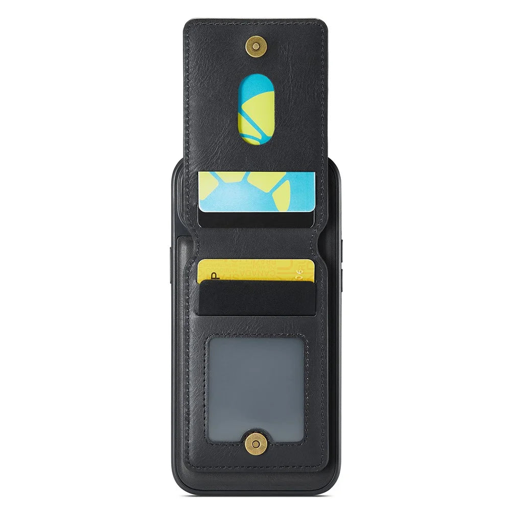 MAGKING K1 Series For iPhone 15 Magnetic Case PC+TPU+PU Phone Cover with Card Holder - Black - 5