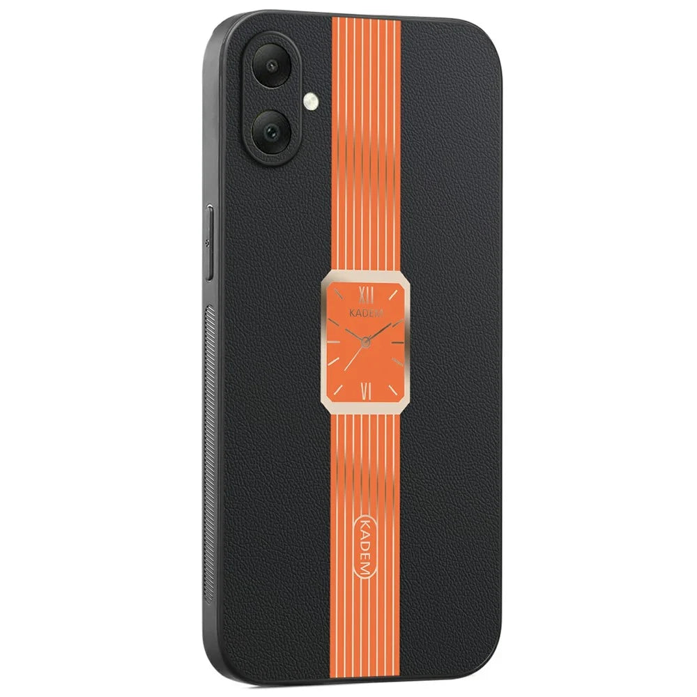 KADEM For Samsung Galaxy A06 4G Case Leather+TPU+Acrylic Anti-Scratch Phone Cover - Orange - 1