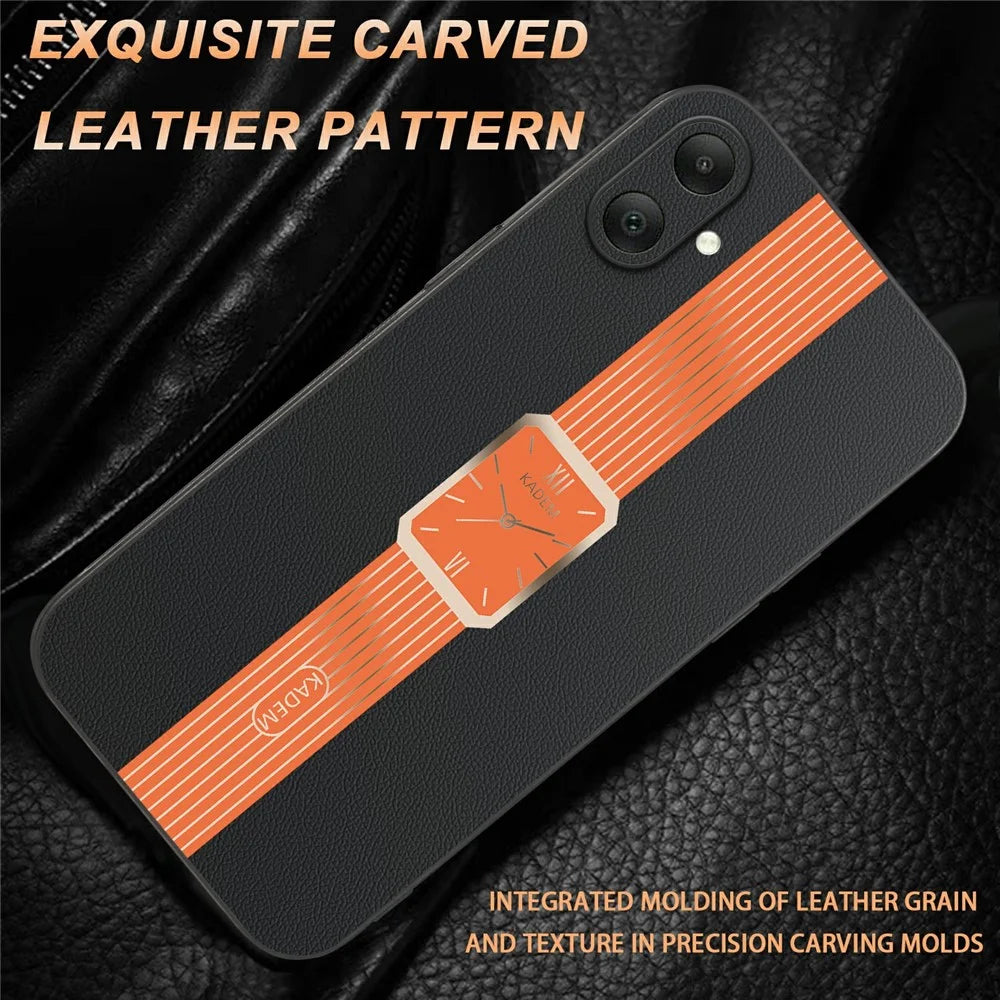 KADEM For Samsung Galaxy A06 4G Case Leather+TPU+Acrylic Anti-Scratch Phone Cover - Orange - 7