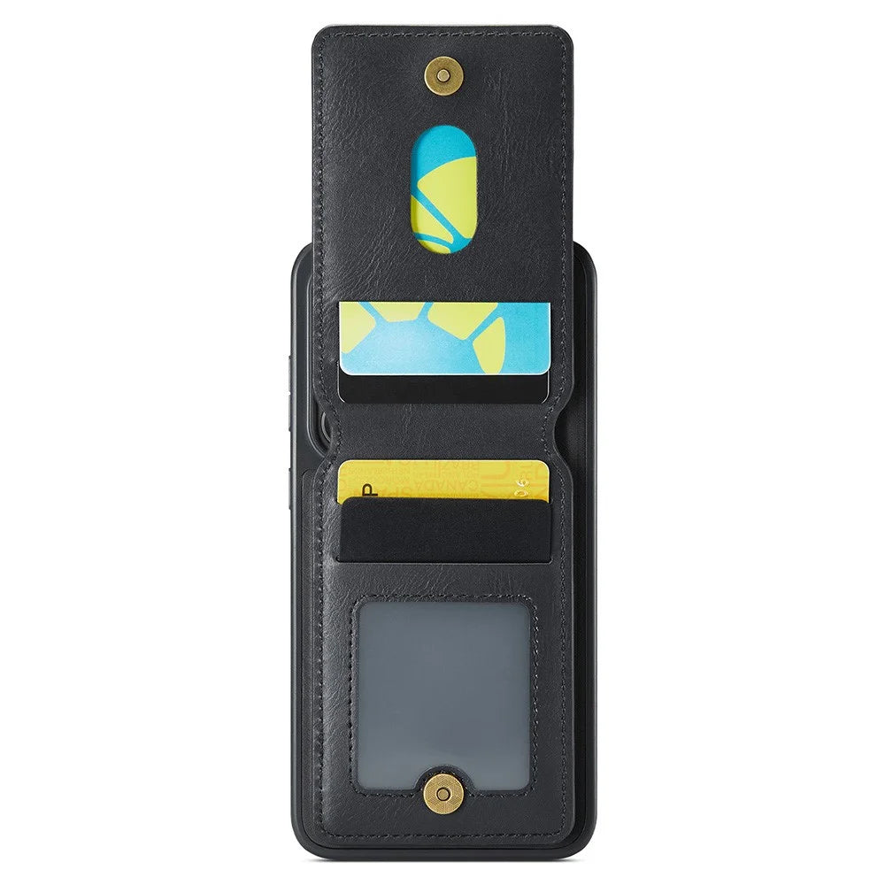 MAGKING K1 Series For Samsung Galaxy S24 Magnetic Case PC+TPU+PU Phone Cover with Card Holder - Black - 5
