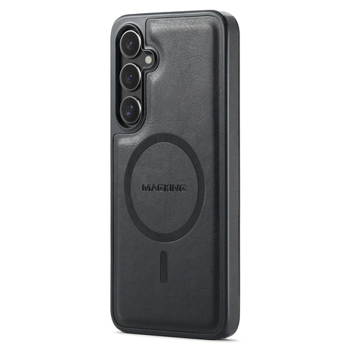 MAGKING K1 Series For Samsung Galaxy S24 Magnetic Case PC+TPU+PU Leather Phone Cover - Black - 1