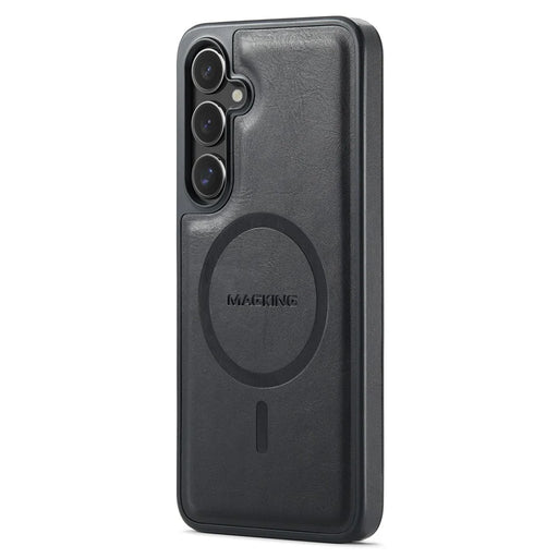MAGKING K1 Series For Samsung Galaxy S24 Magnetic Case PC+TPU+PU Leather Phone Cover - Black - 1