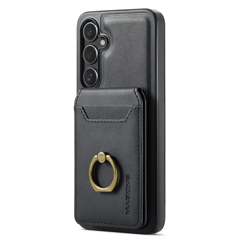 MAGKING K1 Series For Samsung Galaxy S24+ Magnetic Case PC+TPU+PU Phone Cover with Card Holder - Black - 2