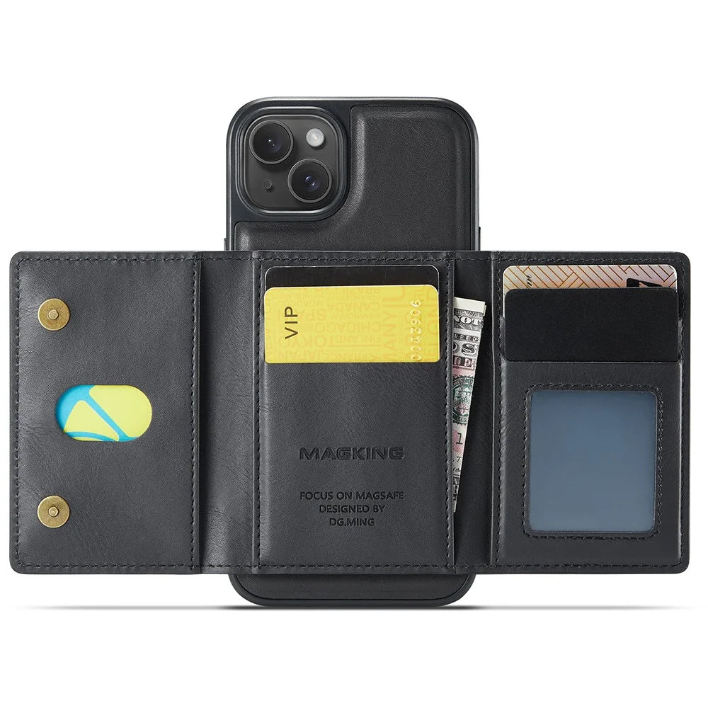 MAGKING K2 Series For iPhone 15 Case Compatible with MagSafe PC+TPU+PU Phone Cover - Black - 5