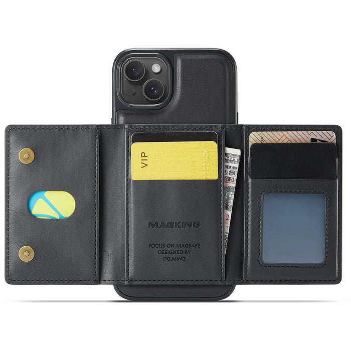 MAGKING K2 Series For iPhone 15 Case Compatible with MagSafe PC+TPU+PU Phone Cover - Black - 5