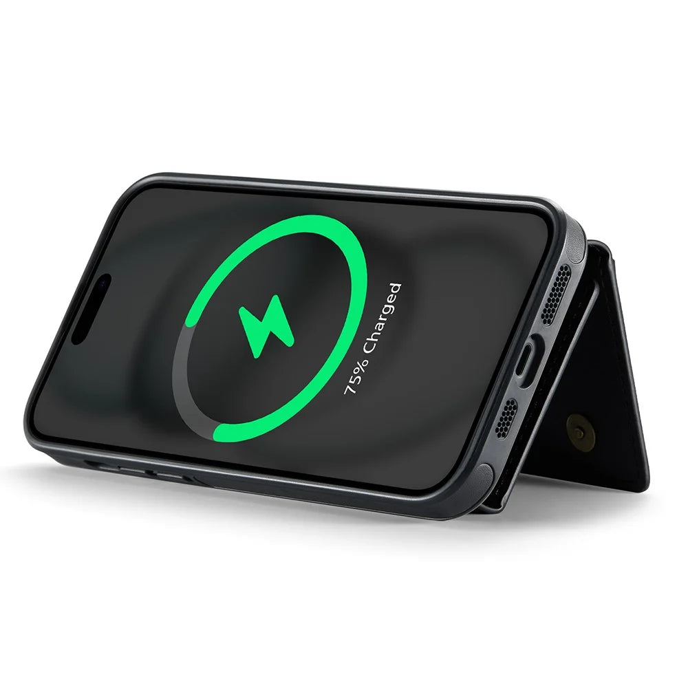 MAGKING K2 Series For iPhone 15 Case Compatible with MagSafe PC+TPU+PU Phone Cover - Black - 7