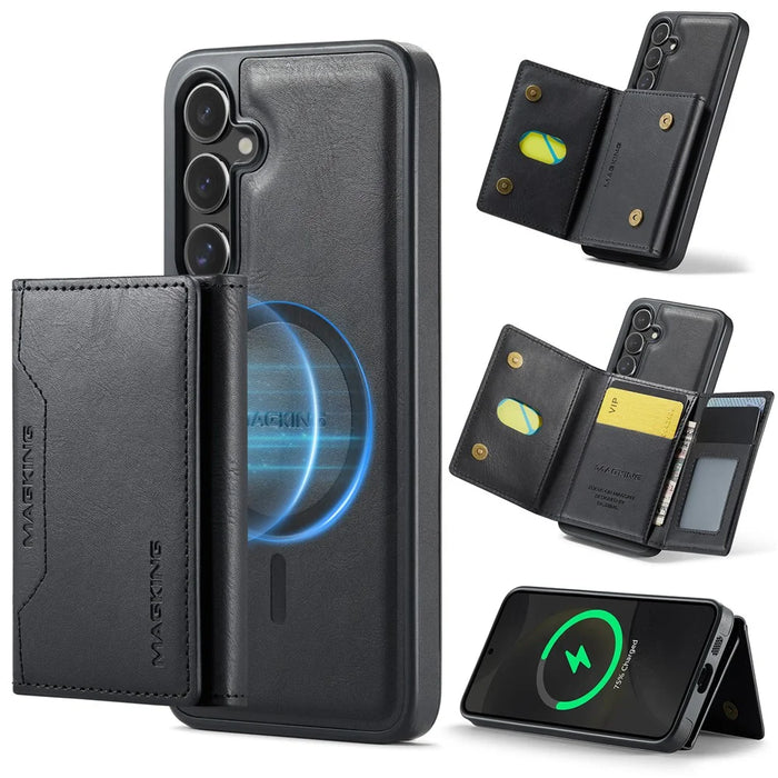 MAGKING K2 Series For Samsung Galaxy S24+ Magnetic Case PC+TPU+PU Phone Cover - Black - 1