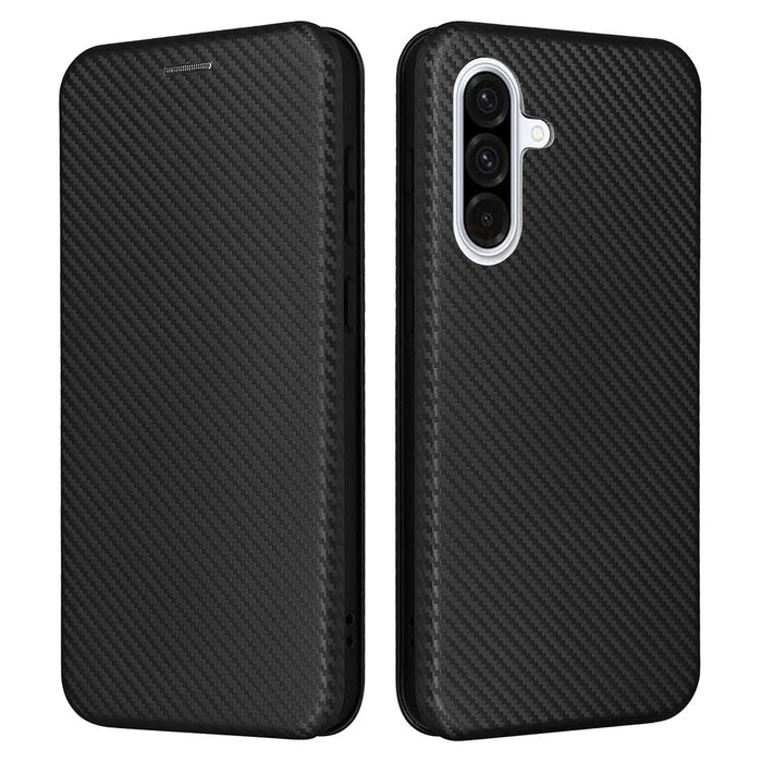For Samsung Galaxy A36 5G Case Carbon Fiber Texture Drop-Proof PU Leather Phone Cover - Black - 1
