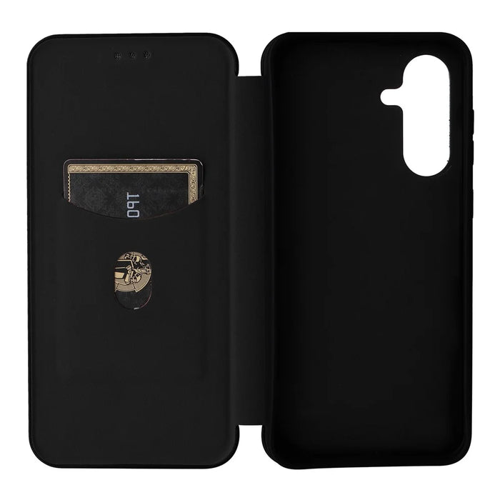 For Samsung Galaxy A36 5G Case Carbon Fiber Texture Drop-Proof PU Leather Phone Cover - Black - 2