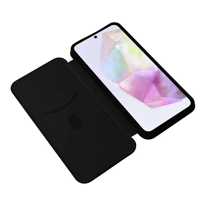 For Samsung Galaxy A36 5G Case Carbon Fiber Texture Drop-Proof PU Leather Phone Cover - Black - 4