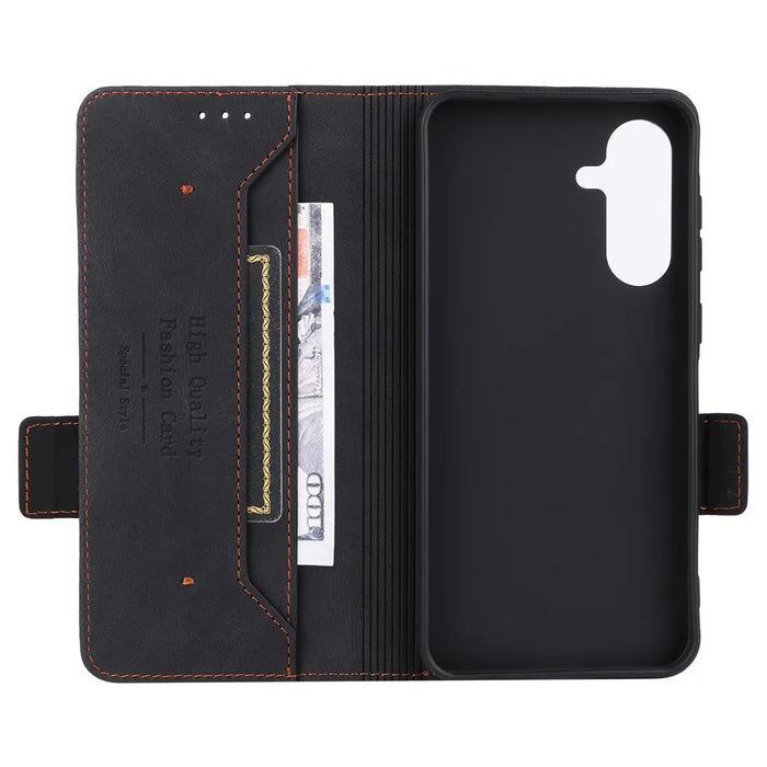 For Samsung Galaxy A36 5G Case Leather Wallet Flip Phone Cover with Hardware Decor - Black - 2