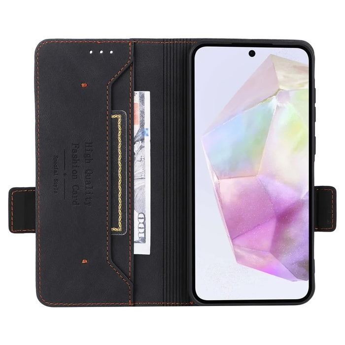 For Samsung Galaxy A36 5G Case Leather Wallet Flip Phone Cover with Hardware Decor - Black - 3