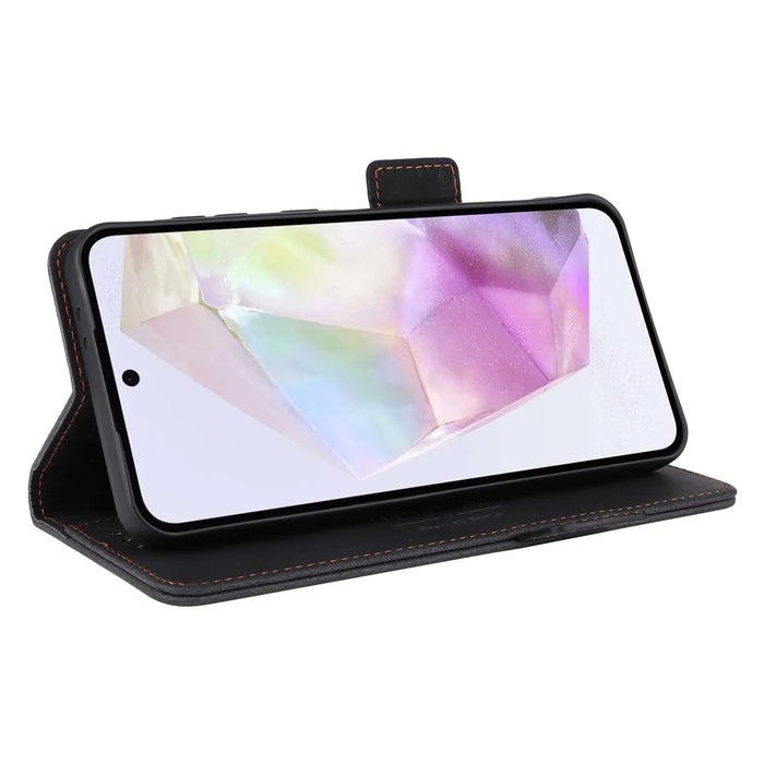 For Samsung Galaxy A36 5G Case Leather Wallet Flip Phone Cover with Hardware Decor - Black - 4