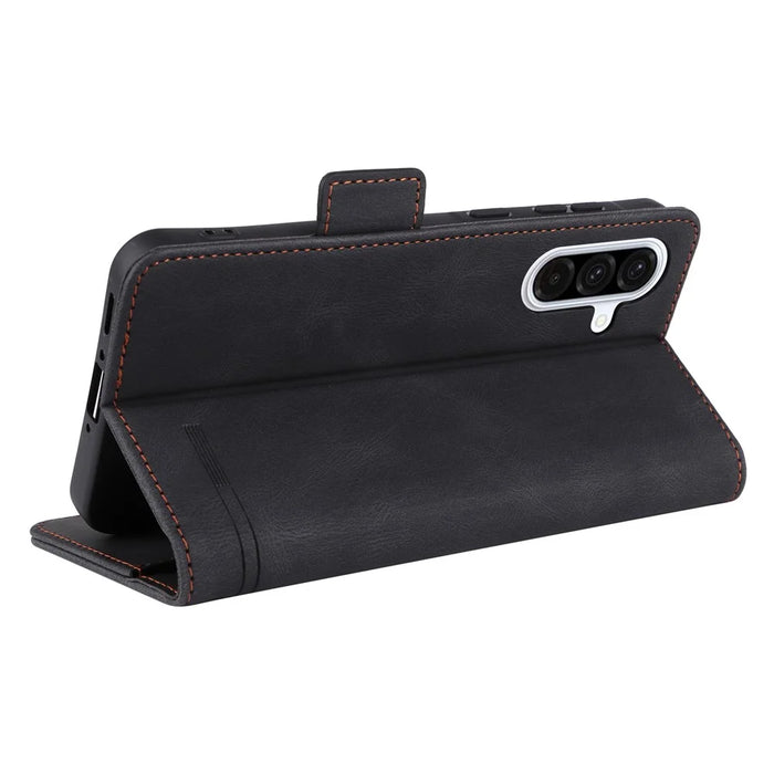 For Samsung Galaxy A36 5G Case Leather Wallet Flip Phone Cover with Hardware Decor - Black - 5