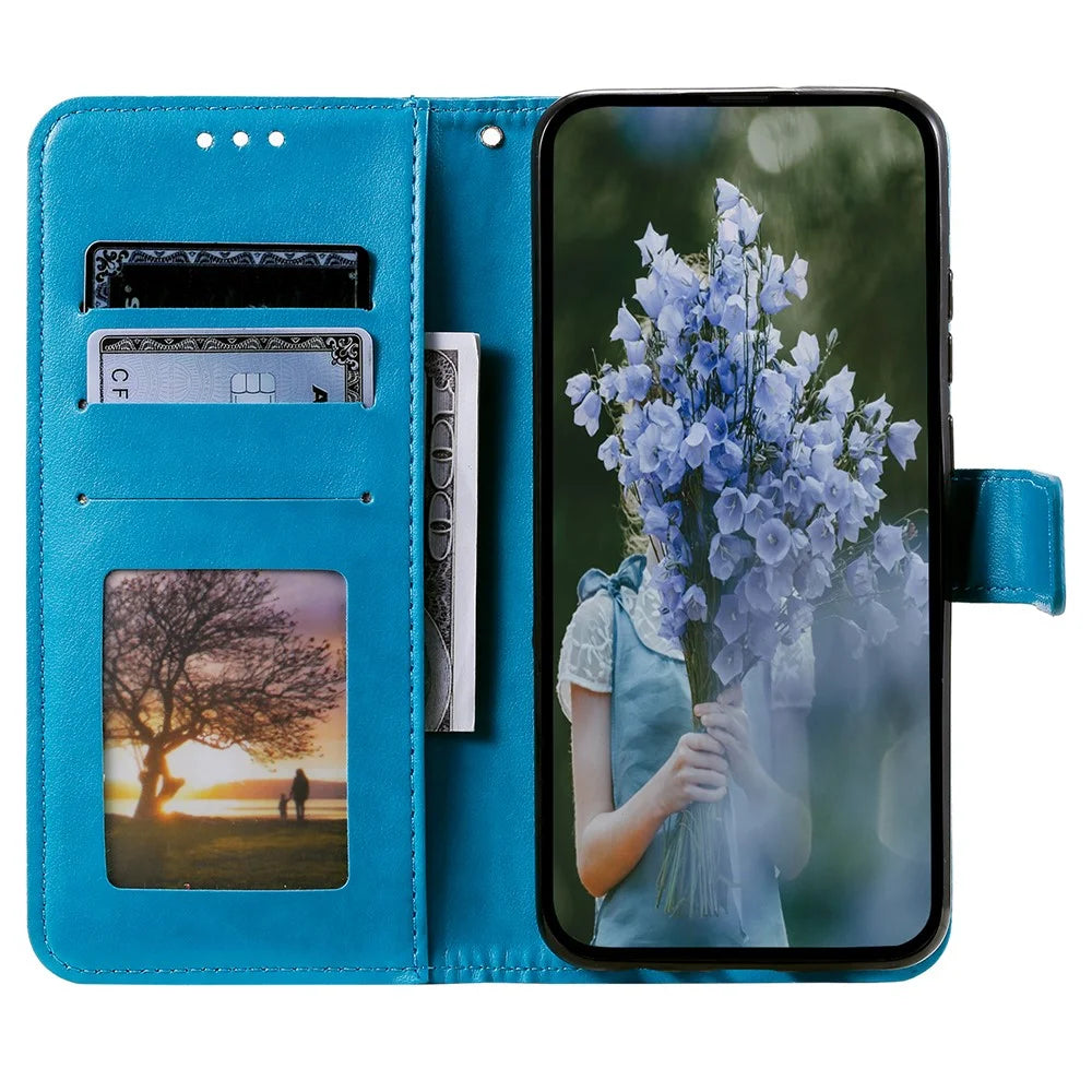 For Samsung Galaxy A36 5G Case Imprinted Totem PU Leather Wallet Stand Phone Cover - Blue - 2