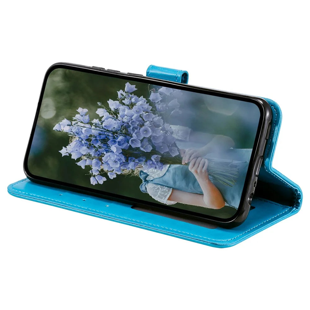 For Samsung Galaxy A36 5G Case Imprinted Totem PU Leather Wallet Stand Phone Cover - Blue - 3