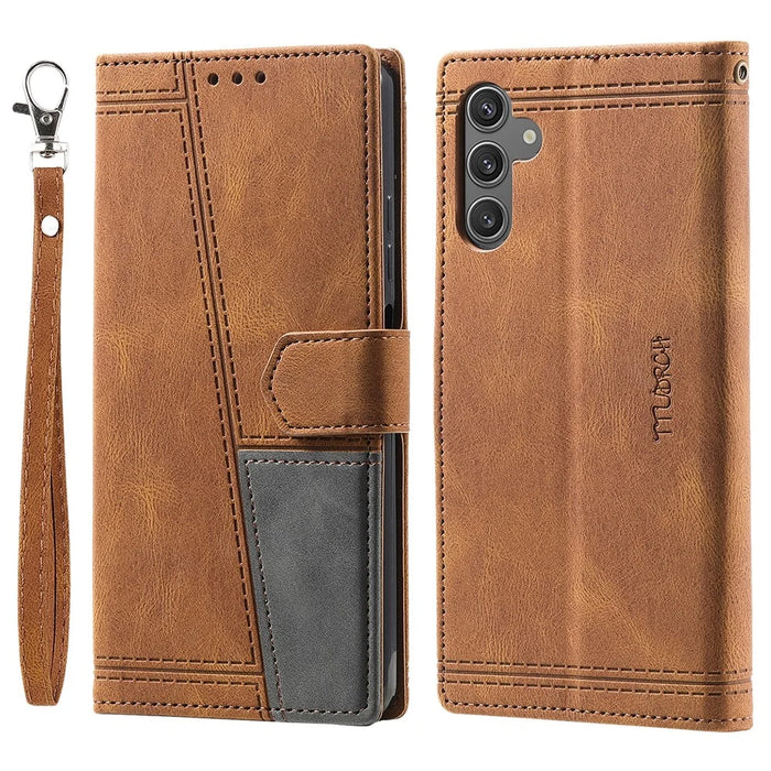 TTUDRCH Style 004 For Samsung Galaxy A36 5G Leather Case RFID Blocking Wallet Stand Phone Cover with Strap - Brown - 1