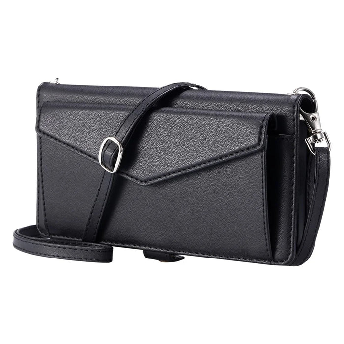 For Samsung Galaxy A36 5G Leather Case Wallet Stand Phone Cover with Straps - Black - 6