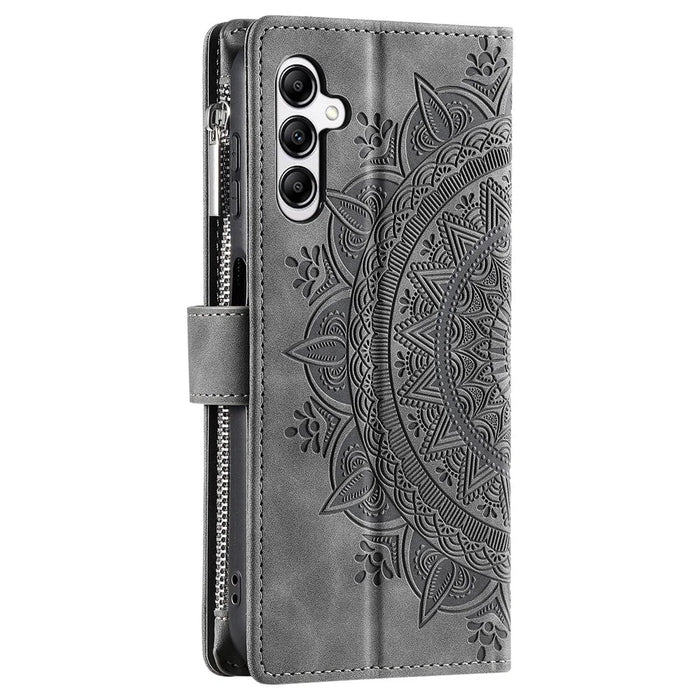 Style 006 For Samsung Galaxy A36 5G Wallet Case PU Leather Phone Cover Mandala Flower Pattern - Grey - 7