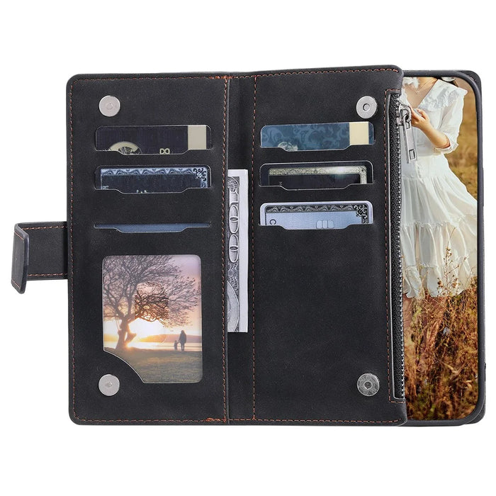 Style 005 For Samsung Galaxy A36 5G Wallet Case Rhombus Stitching Line PU Leather Phone Cover - Black - 2