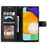 For Samsung Galaxy A36 5G Leather Case Splicing Stitching Wallet Stand Phone Cover with Strap - Black - 2