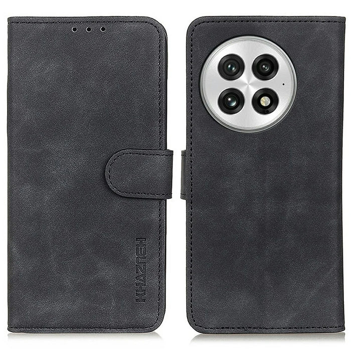 KHAZNEH For OnePlus 13 Case PU Leather Retro Texture Phone Cover - Black - 1