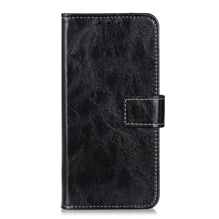 For OnePlus 13 Leather Case Wallet Phone Cover Crazy Horse Texture - Black - 6