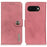 KHAZNEH For Google Pixel 9a Wallet Case Cowhide Texture Leather Flip Phone Cover - Pink - 1