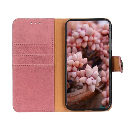 KHAZNEH For Google Pixel 9a Wallet Case Cowhide Texture Leather Flip Phone Cover - Pink - 2