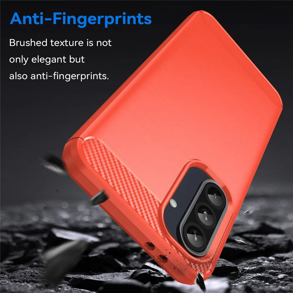 For Samsung Galaxy A36 5G / A56 5G Case Carbon Fiber Texture Brushed Anti Fingerprint Phone Back Cover - Red - 2