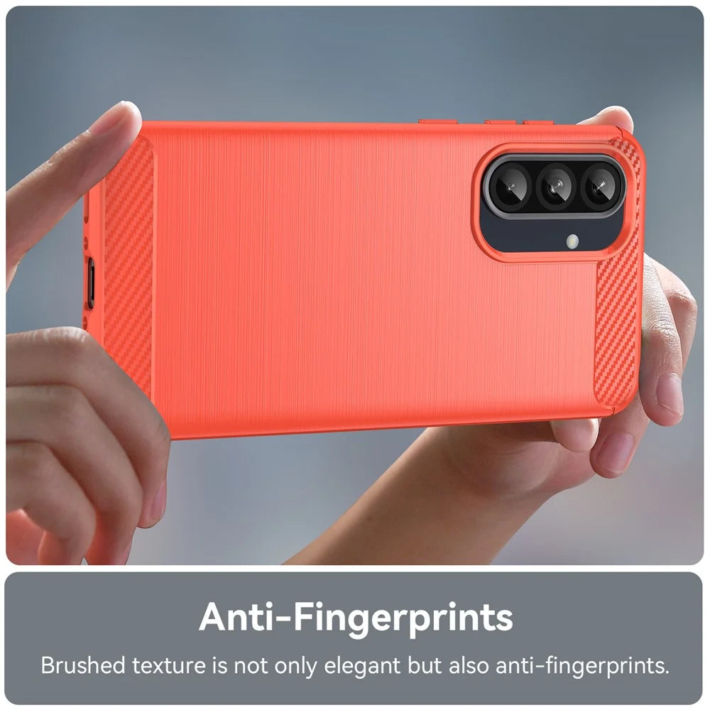 For Samsung Galaxy A36 5G / A56 5G Case Carbon Fiber Texture Brushed Anti Fingerprint Phone Back Cover - Red - 4