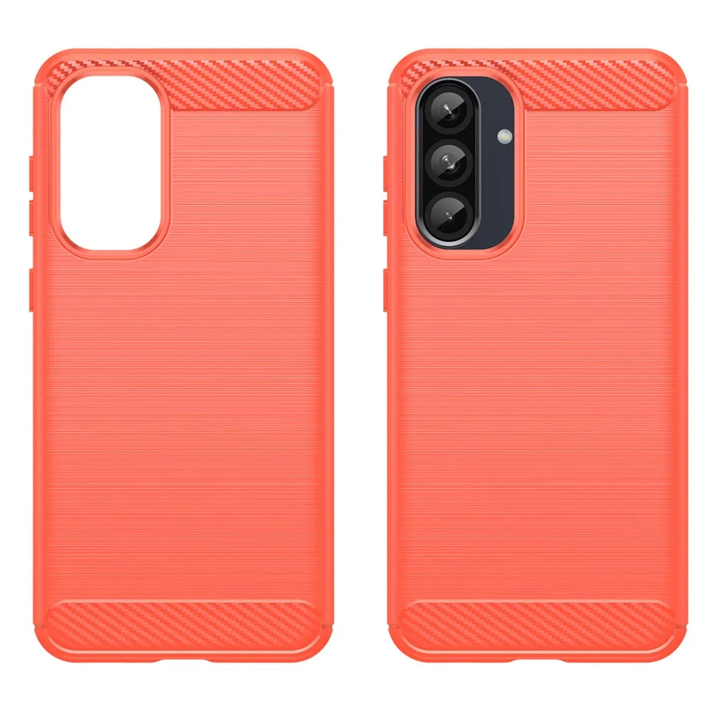 For Samsung Galaxy A36 5G / A56 5G Case Carbon Fiber Texture Brushed Anti Fingerprint Phone Back Cover - Red - 7