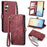 For Samsung Galaxy S25+ Zipper Wallet Case Geometry Lines Leather Phone Cover with Strap - Red - 1