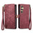 For Samsung Galaxy S25+ Zipper Wallet Case Geometry Lines Leather Phone Cover with Strap - Red - 2