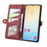 For Samsung Galaxy S25+ Zipper Wallet Case Geometry Lines Leather Phone Cover with Strap - Red - 3