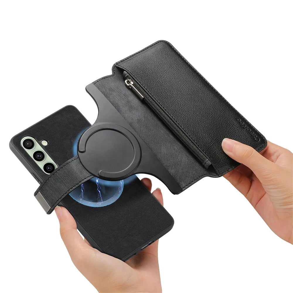 CASENEO For Samsung Galaxy S25+  MW-02 Detachable Magnetic Leather Wallet Phone Cover - Black - 7