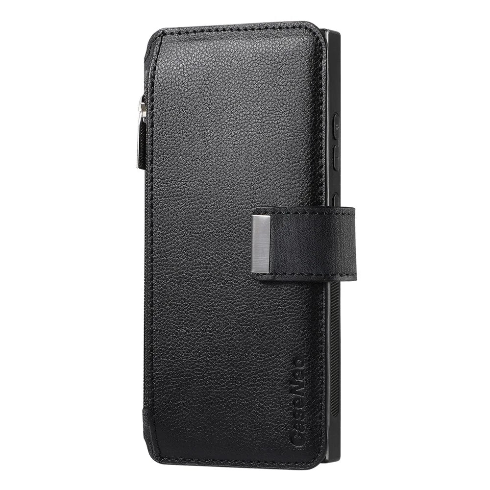 CASENEO For Samsung Galaxy S25 Ultra  MW-02 Detachable Magnetic Leather Wallet Phone Cover - Black - 2