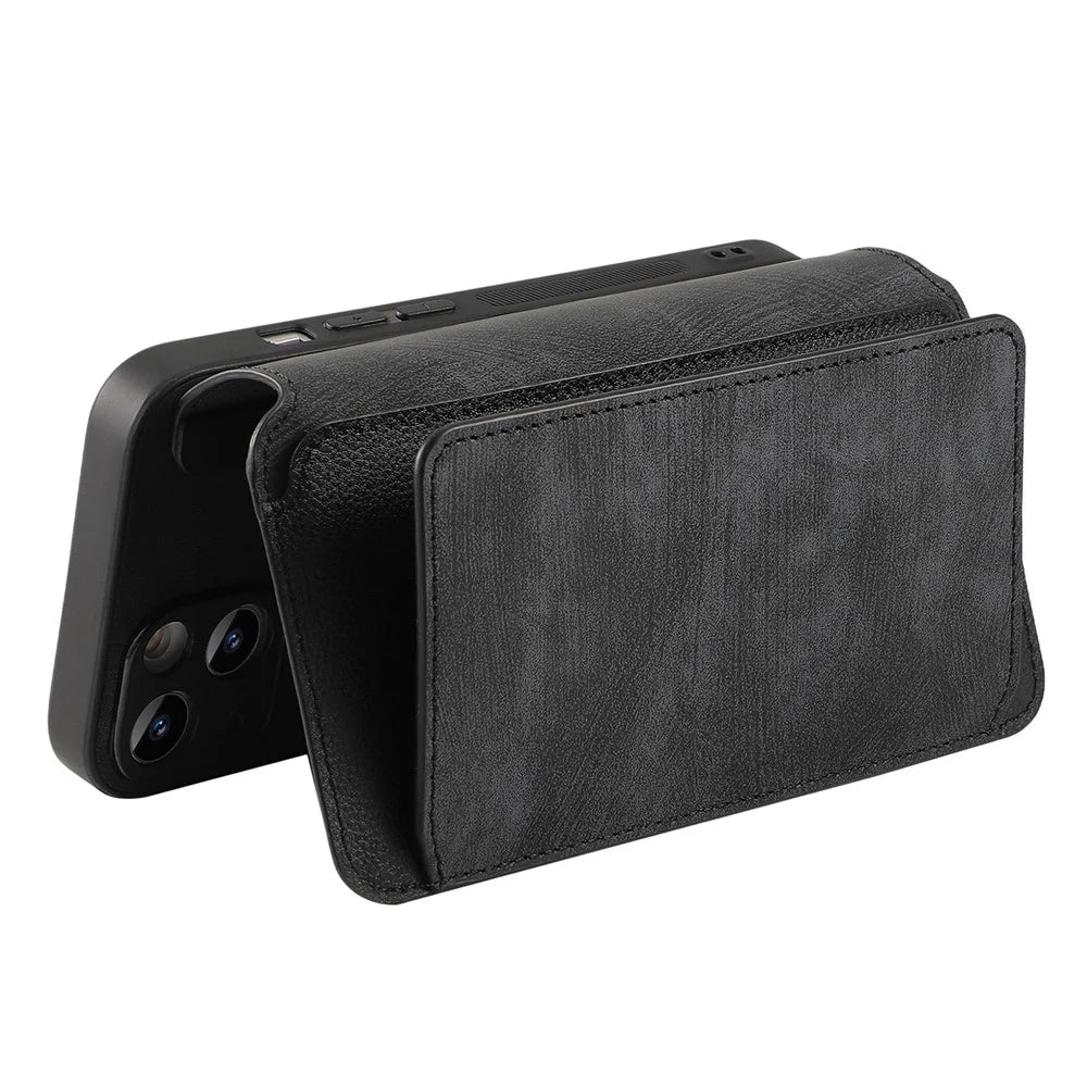CASENEO For Samsung Galaxy S25 Ultra  MW-02 Detachable Magnetic Leather Wallet Phone Cover - Black - 6