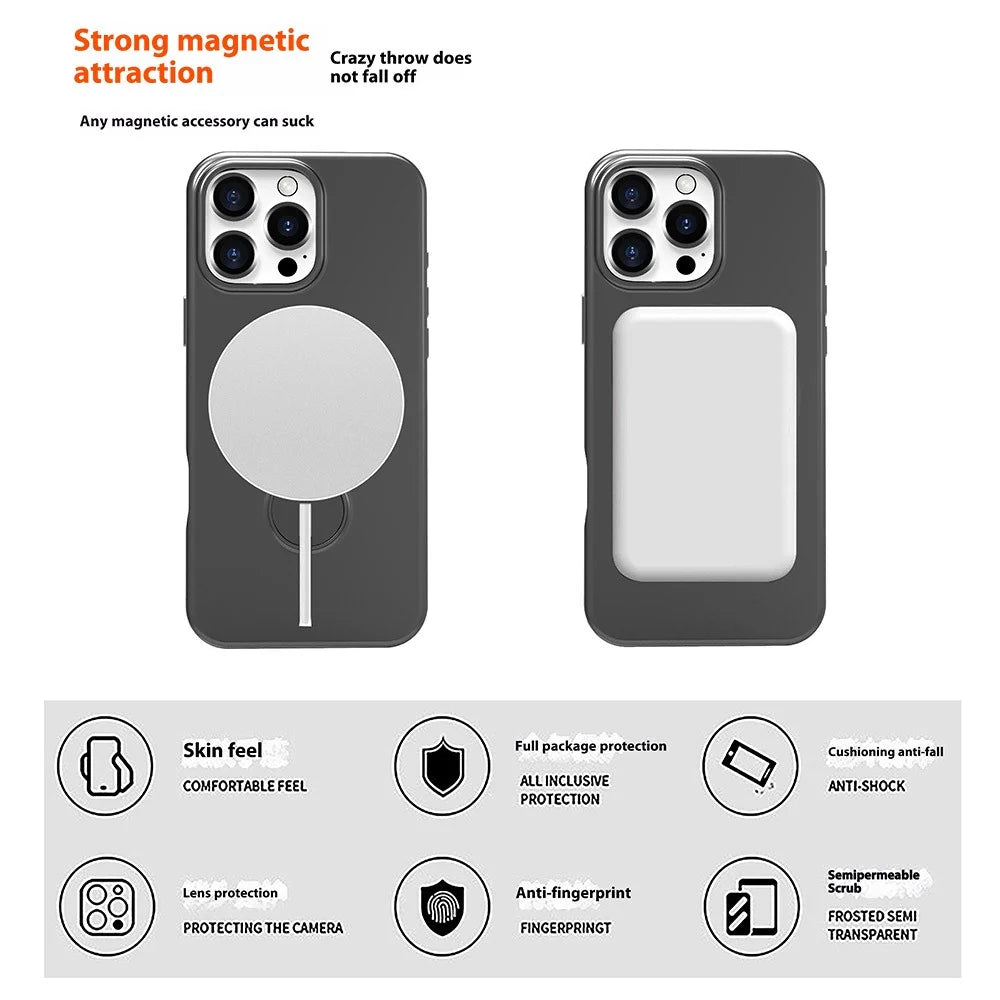 For iPhone 16 Pro Magnetic Case TPU+PC Phone Cover with Kickstand - Black - 3