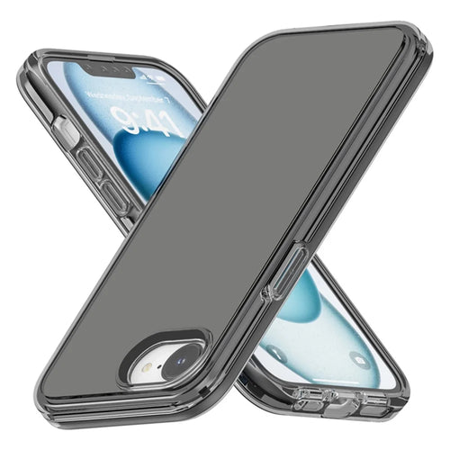 For iPhone 17e / 16e Case Thickened Shockproof TPU+PC Clear Back Cover - Transparent Grey - 1