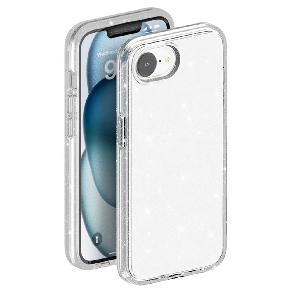 For iPhone 17e / 16e Case Thickened Shockproof TPU + PC Glitter Back Cover - White - 4
