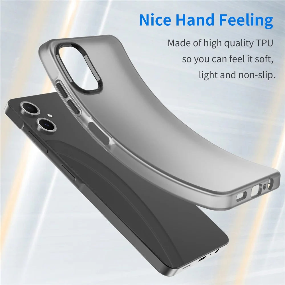 For Samsung Galaxy A06 4G Case TPU + PC Phone Back Cover Matte Translucent Design - Black - 2