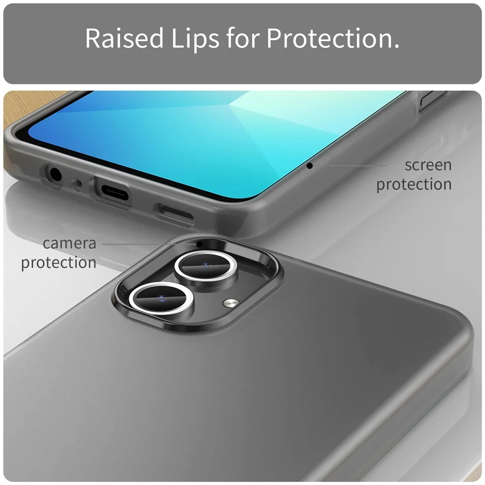 For Samsung Galaxy A06 4G Case TPU + PC Phone Back Cover Matte Translucent Design - Black - 4