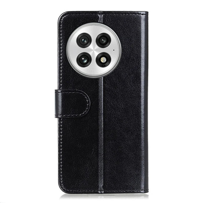 For OnePlus 13 Case Crazy Horse Texture PU Leather Phone Stand Cover - Black - 6