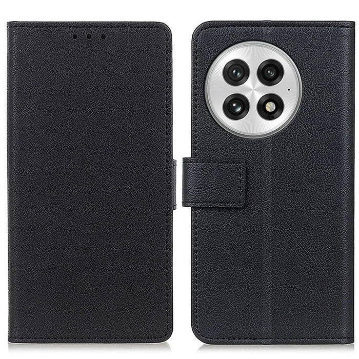 For OnePlus 13 Case PU Leather Stand Wallet Phone Cover - Black - 1